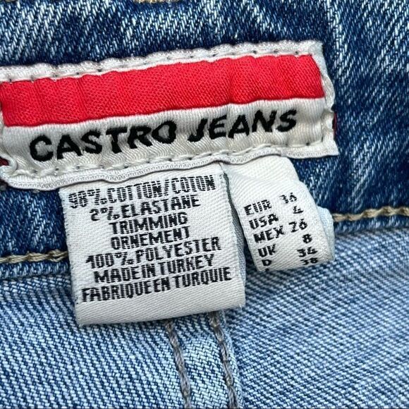 Castro Jeans Sarai Straight Light Wash Spell Out Piped Jeans 4 - Picture 5 of 6
